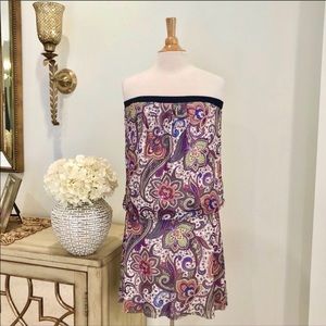 Sweet Pea Strapless Multi Color Paisley Print Dress Size M
